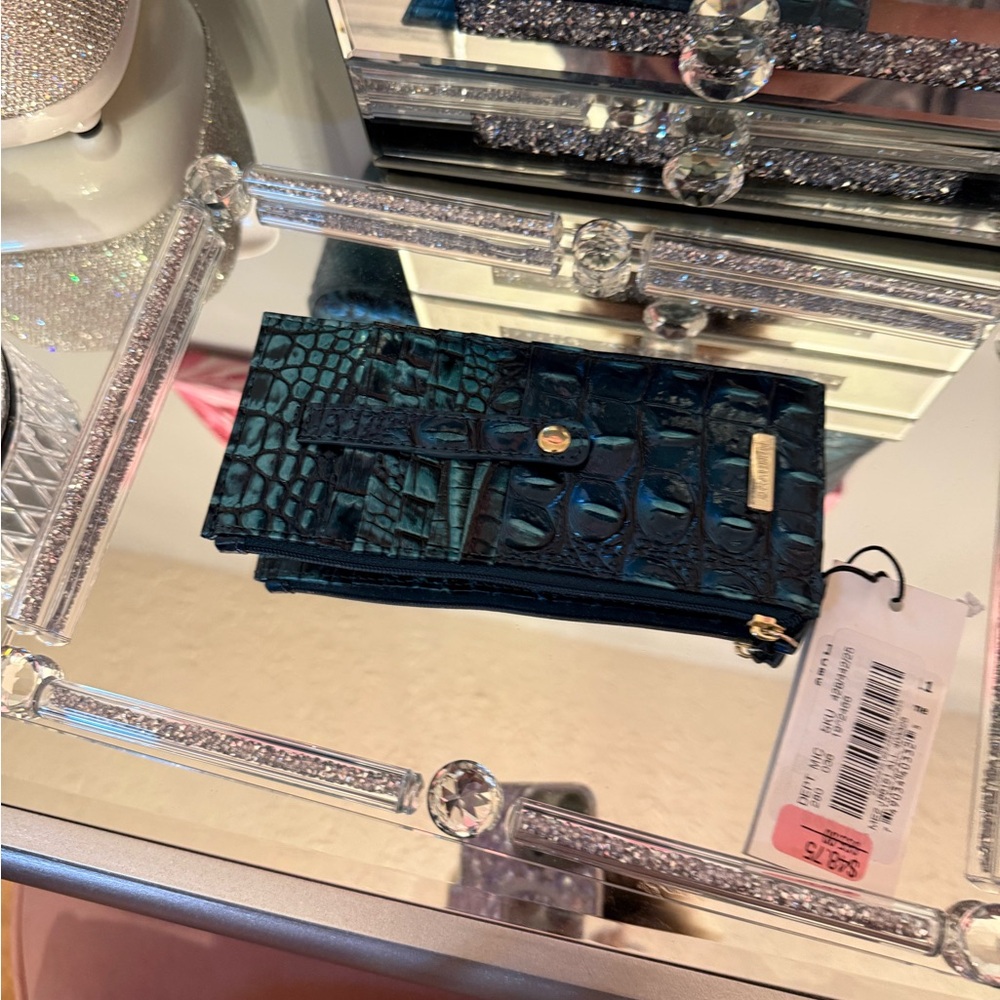 Teal Crocodile Embossed Wallet